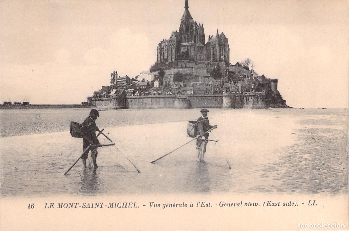 Postkarten: Postal de Mont-Saint-Michel, Vista General con Pescadores