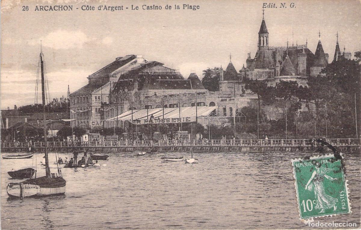 Postkarten: Postal de Arcachon - El Casino de la Plage y Costa de Plata