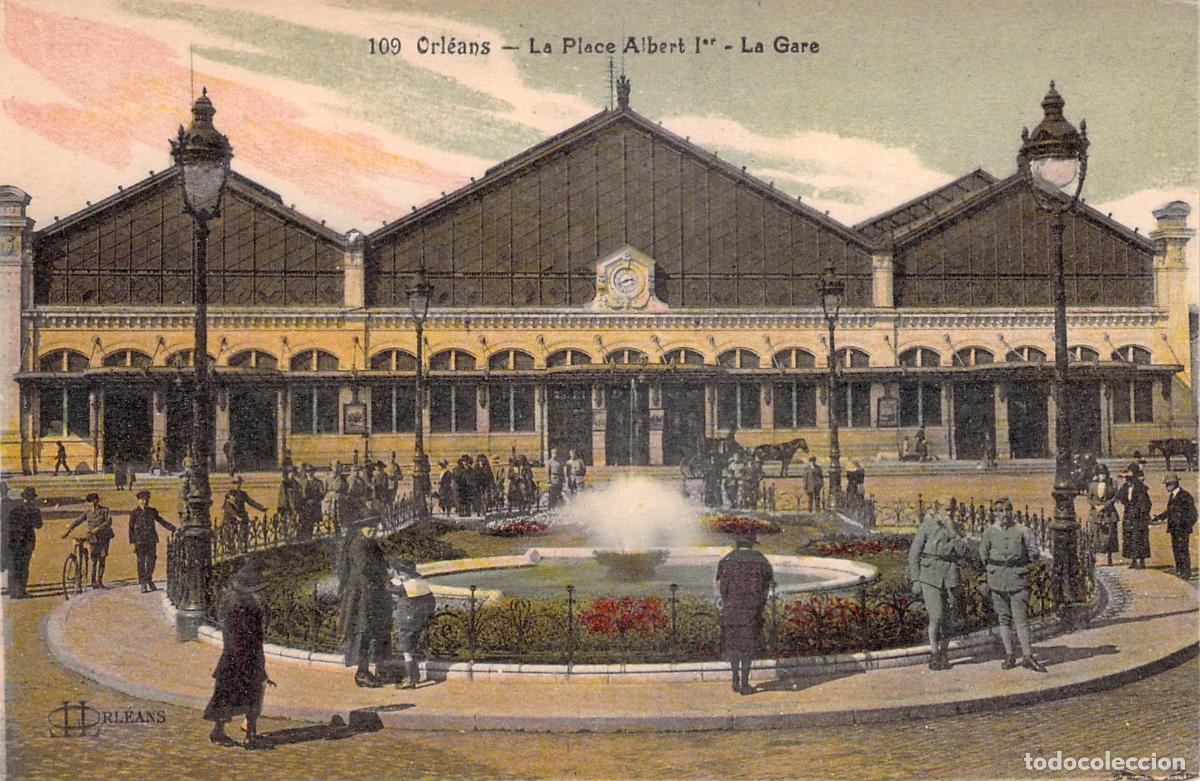 Postales: Postal de la Plaza Albert Ier y la Estaci&oacute;n de Orleans Francia