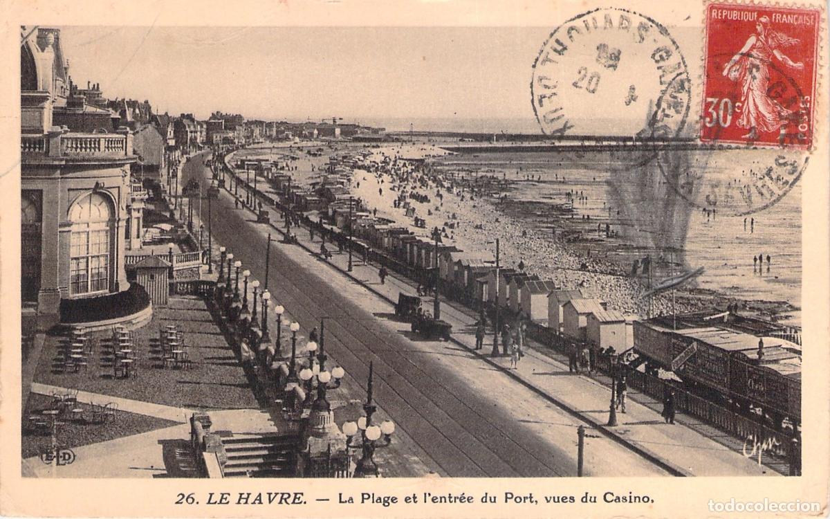 Postales: Postal de Le Havre: La Playa y Entrada al Puerto desde el Casino