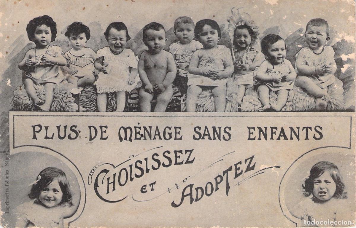 Postales: Postal Francesa Humor&iacute;stica de Beb&eacute;s 'Elija y Adopte'