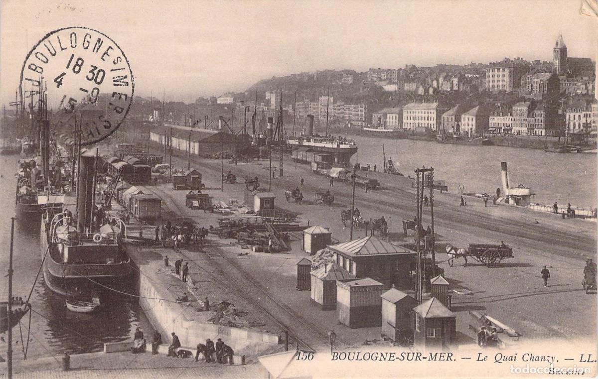 Postkarten: Postal de Boulogne-sur-Mer, El Muelle Chanzy con Barcos