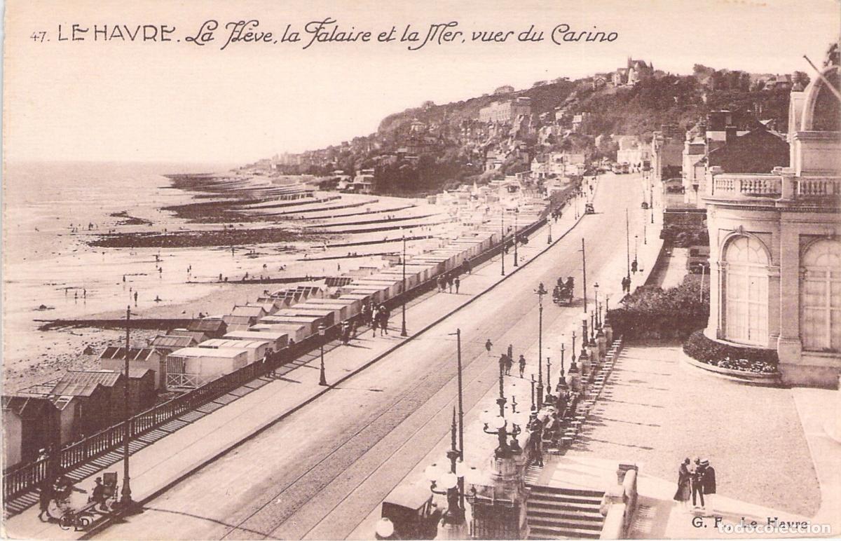 Postales: Postal de Le Havre: La H&egrave;ve, el Acantilado y el Mar desde el Casino
