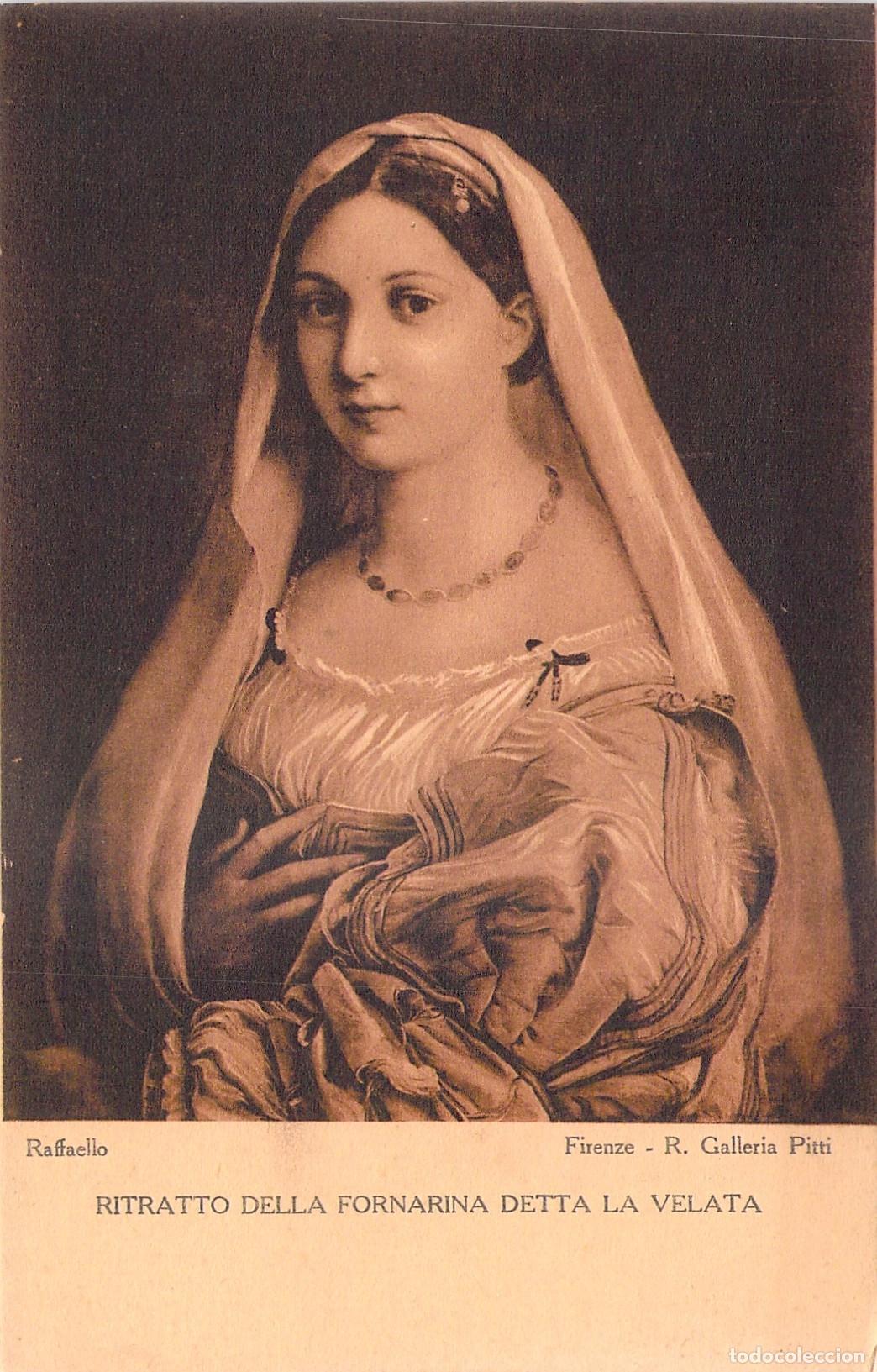 Postales: Postal Retrato de la Velata de Rafael Galer&iacute;a Pitti Florencia