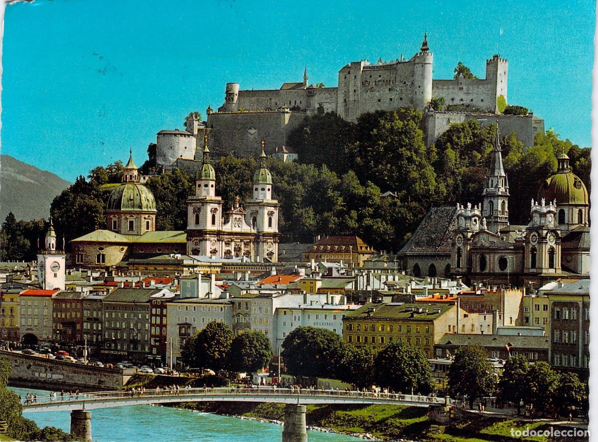 Postales: Postal de Salzburgo con la Fortaleza Hohensalzburg y el Casco Antiguo