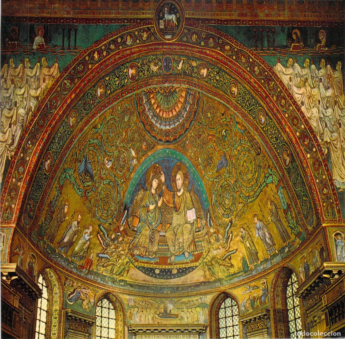 Postales: Postal Mosaico del &Aacute;bside Bas&iacute;lica Santa Mar&iacute;a la Mayor Roma