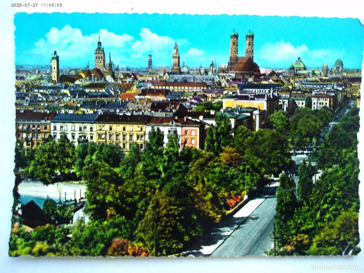 Cartes Postales: POSTAL DE MUNICH ( ALEMANIA ): VISTA DESDE EL MUSEO MAXIMILIANO. A&Ntilde;OS 50 , COLOREADA