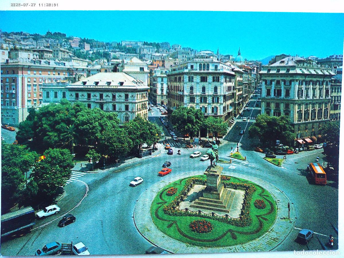 Postales: POSTAL DE GENOVA ( ITALIA ): PLAZA CORVETTO . A&Ntilde;OS 60