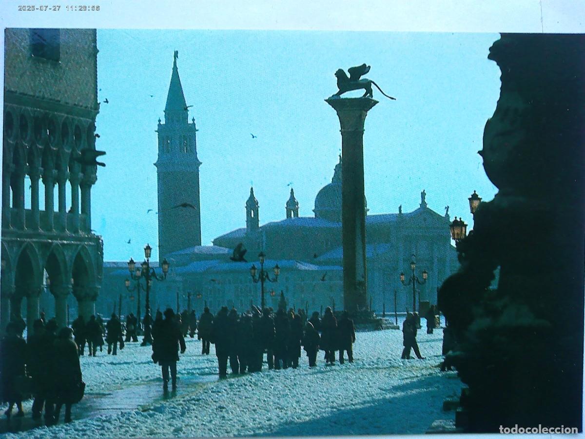 Postales: POSTAL DE VENECIA ( ITALIA ): NIEVE EN LA PLAZA DE SAN MARCOS . DETRAS CU&Ntilde;O CAMPING MARCO POLO