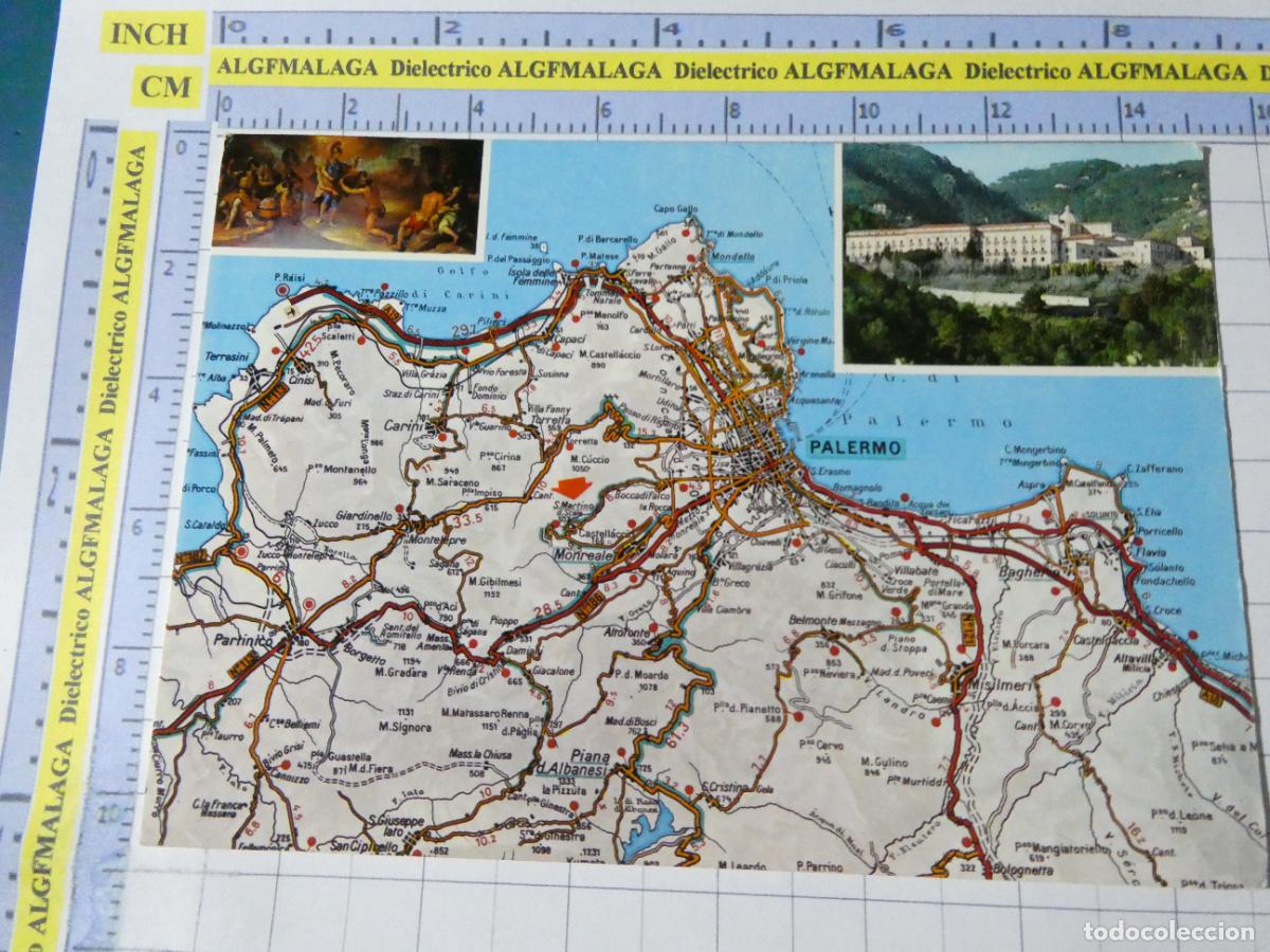 Postales: POSTAL DE ITALIA. MAPA PLANO REGI&Oacute;N PALERMO. ABBAZIA DEI BENEDETTINI S. MARTINO DELLE SCALE. 3763