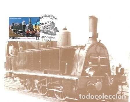 Postales: Portugal y M&aacute;xima, Centenario de la Estaci&oacute;n Rossio, Locomotora de Vapor, Lisboa 1990 (103)