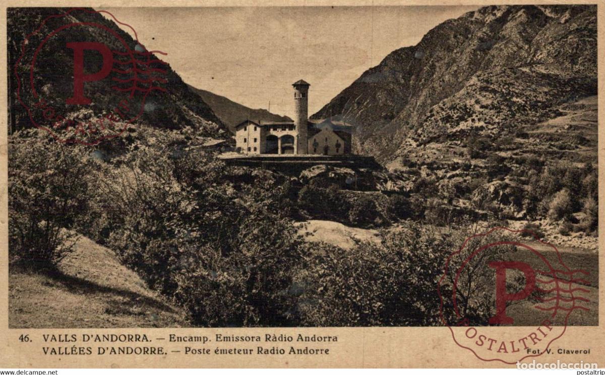 Postales: Valls dAndorra Encamp Emissora Radio Andorra Andorra