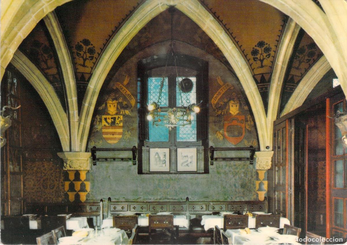 Postales: Postal Restaurante Raadskelder en Gante B&eacute;lgica Interior G&oacute;tico