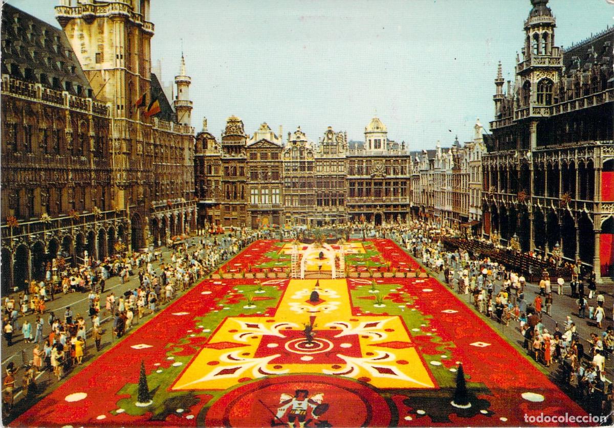 Postales: Postal de Bruselas, Grand Place con Alfombra de Flores