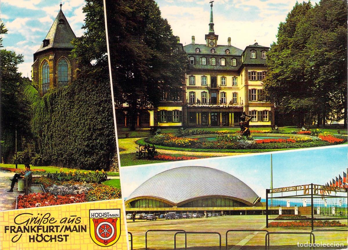 Postales: Postal de Frankfurt am Main H&ouml;chst con Bolongaropalast y Jahrhunderthalle