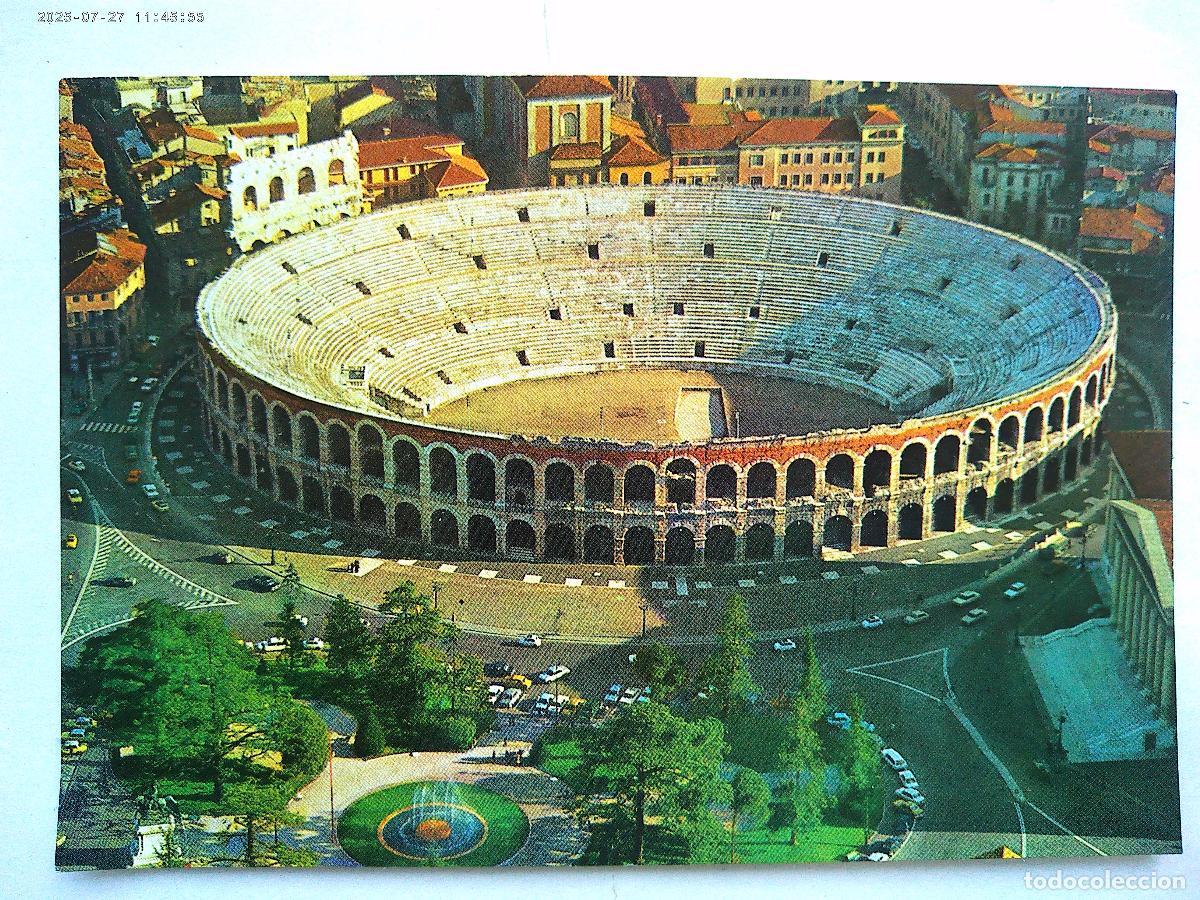 Postcards: POSTAL DE VERONA ( ITALIA ): LA ARENA , VISTA AEREA . A&Ntilde;OS 70