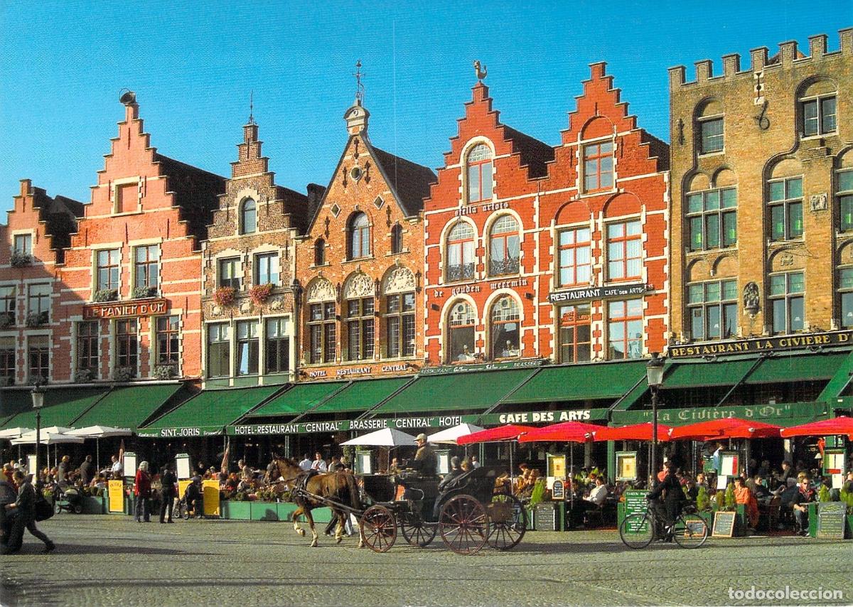 Postales: Postal Plaza Mayor Grote Markt de Brujas con Carruaje