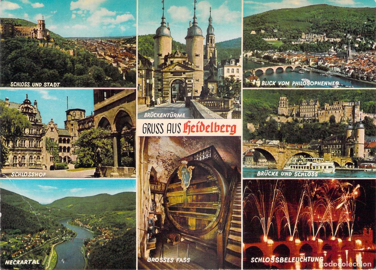 Postales: Postal Multi-vista de Heidelberg Alemania Castillo y R&iacute;o Neckar