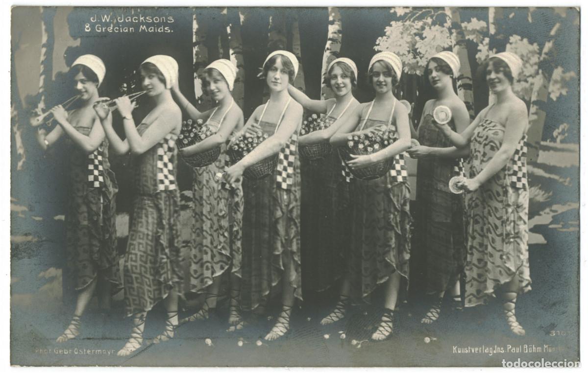 Postales: J. W. JACKSONS, 8 GRECIAN MAIDS_Jos. Paul B&ouml;hm. Photo Gebr. Ostemayr. / Teatros Grecorromanos Grecia
