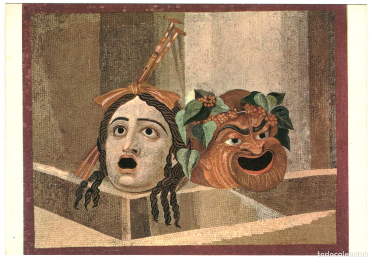 Postales: MOSAICO delle MASCHERE (Pinacoteca Capitolina. ROMA)_Amici dei Musei di Roma & Ente Provinviale per