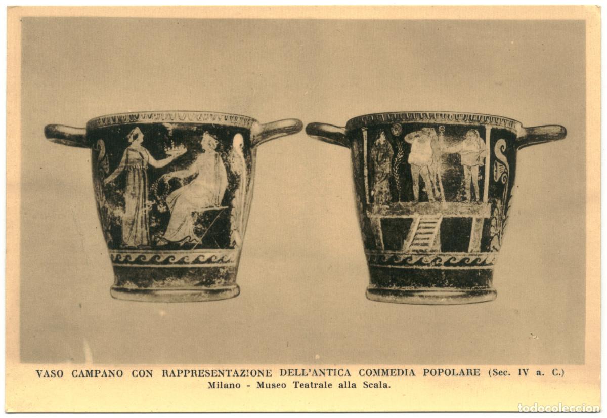 Postales: VASO CAMPANO con RAPRESENTAZIONE dell'ANTICA COMMEDIA POPOLARE (Teatro Romano. CAPUA)_Museo Teatrale