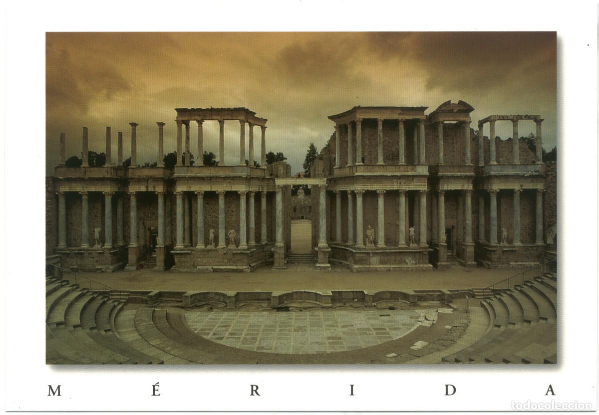 Postales: M&Eacute;RIDA. Teatro Romano_Arty Post. Photo Modesto Gal&aacute;n/ Teatros romanos Hispania