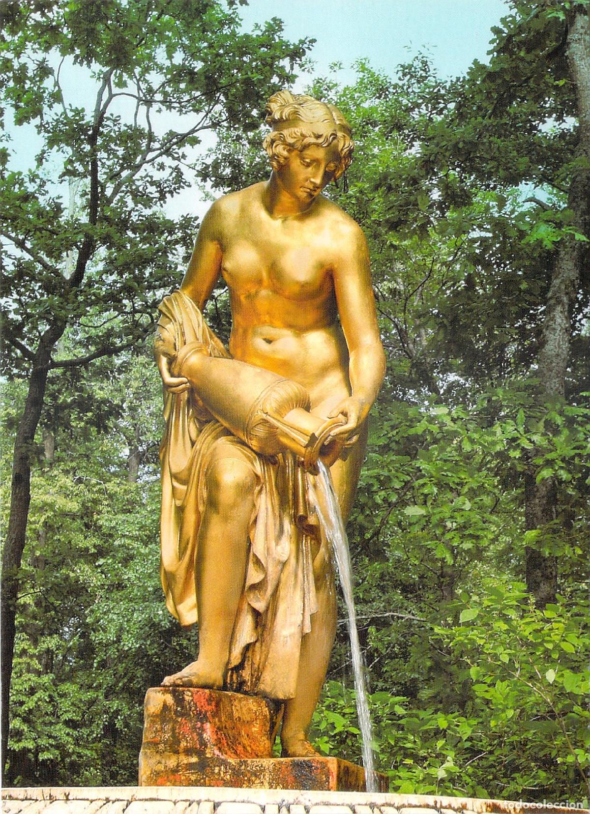 Postales: Postal de la Estatua y Fuente La D&aacute;naide, Peterhof, Rusia