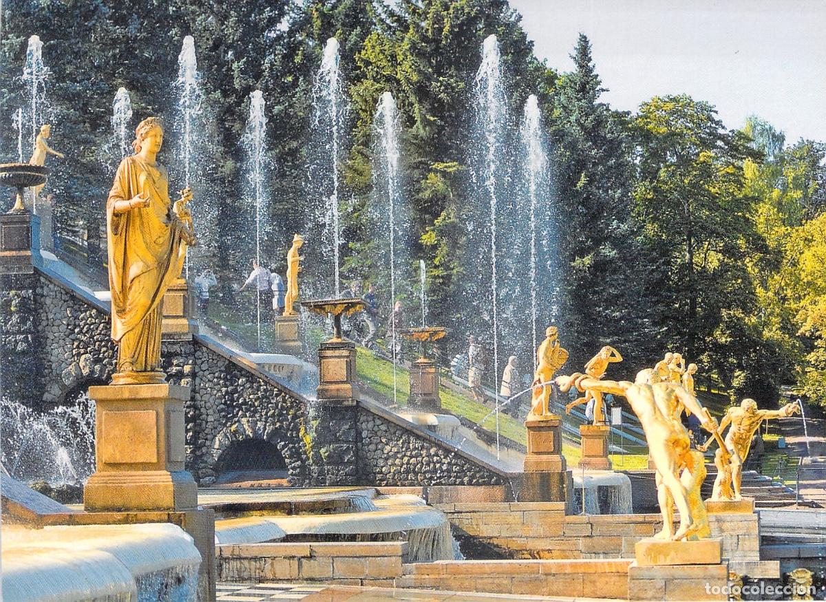 Postales: Postal de la Escalera Occidental de Cascada de Peterhof Rusia