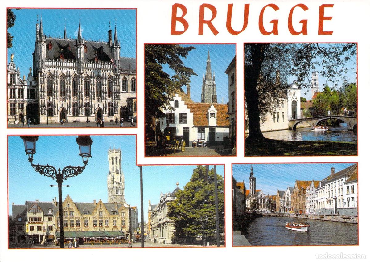Postales: Postal Multivista de Brujas, B&eacute;lgica con Canales y Arquitectura