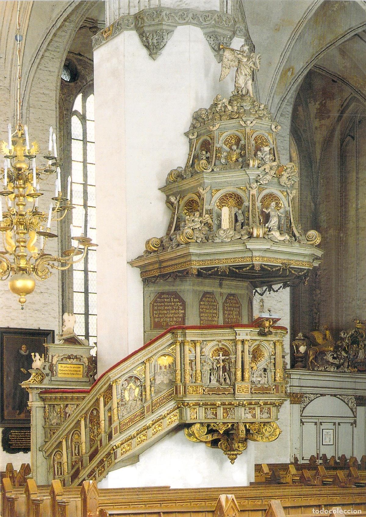 Postales: Postal de la Iglesia de Santa Mar&iacute;a en Rostock, P&uacute;lpito de Rudolf Stockmann