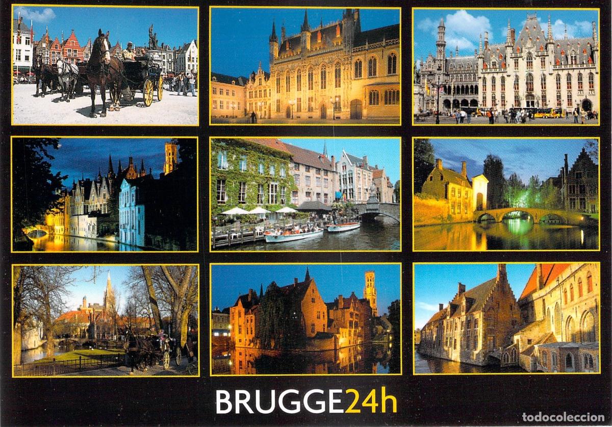 Postales: Postal de Brujas con M&uacute;ltiples Vistas de la Ciudad Brugge 24h
