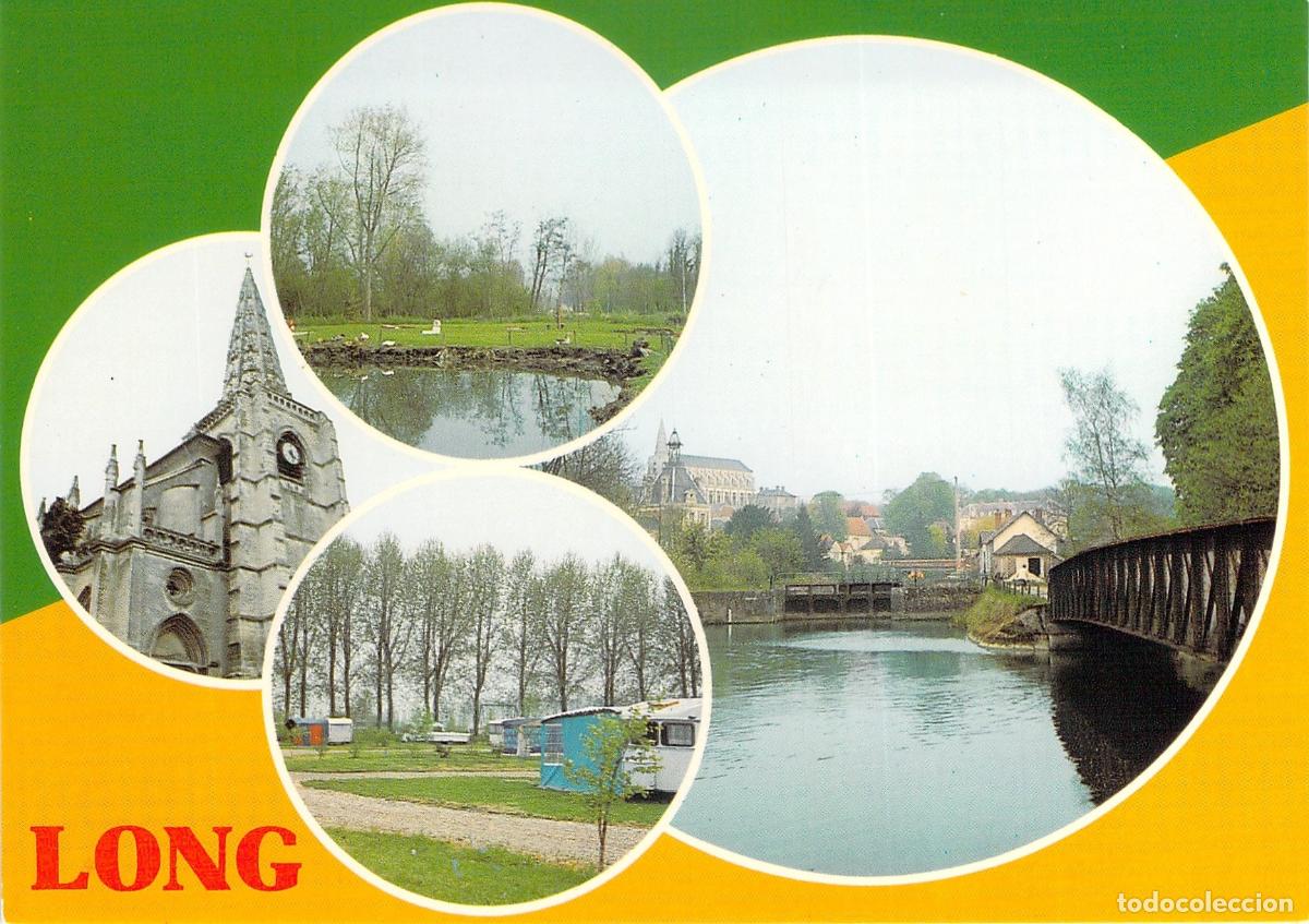 Postcards: Postal de Long, Somme - Vistas Diversas, Iglesia y R&iacute;o