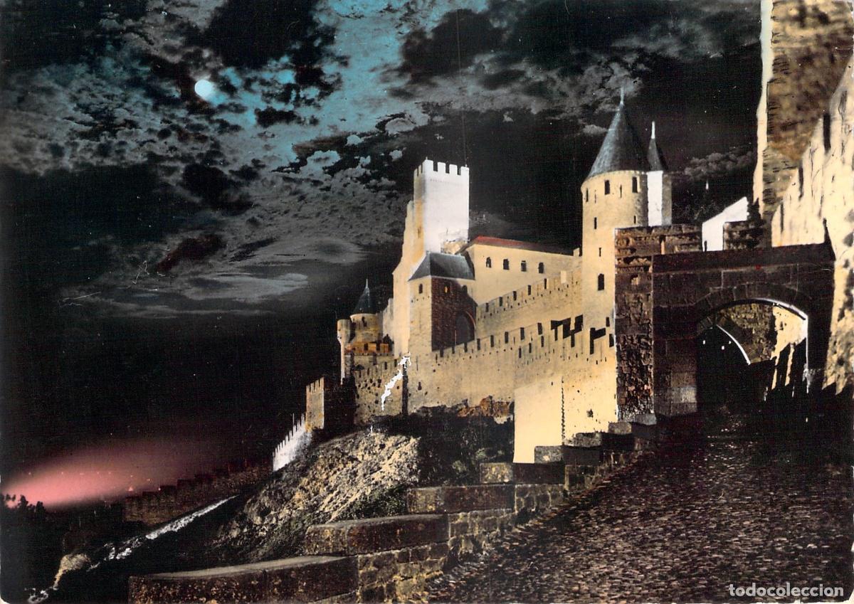 Postales: Postal de Carcasona La Porte d'Aude de Noche Francia