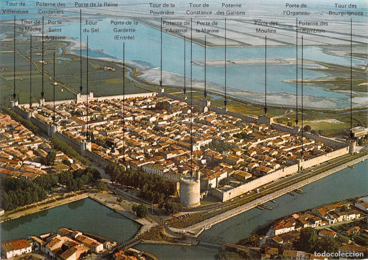 Postales: Postal Vista A&eacute;rea de Aigues-Mortes y sus Murallas Medievales
