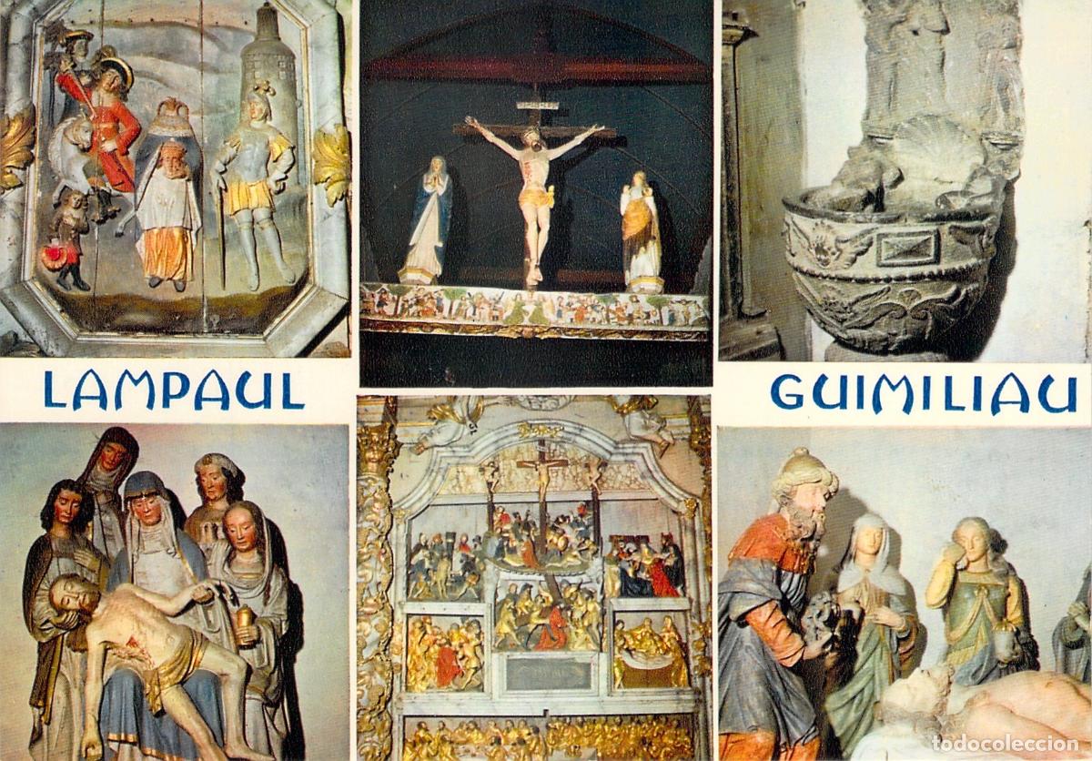 Postales: Postal Multi-vista Lampaul-Guimiliau Breta&ntilde;a Arte Religioso