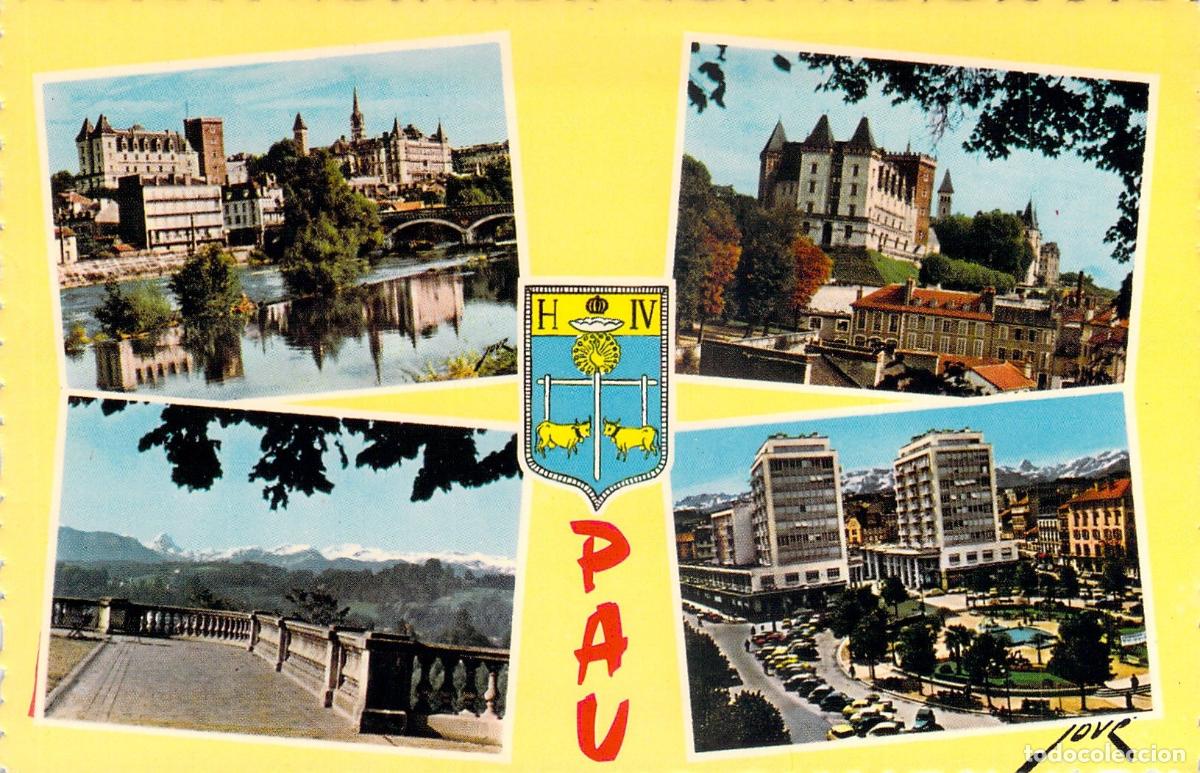 Postales: Postal de Recuerdo de Pau con Vistas del Castillo y Pirineos