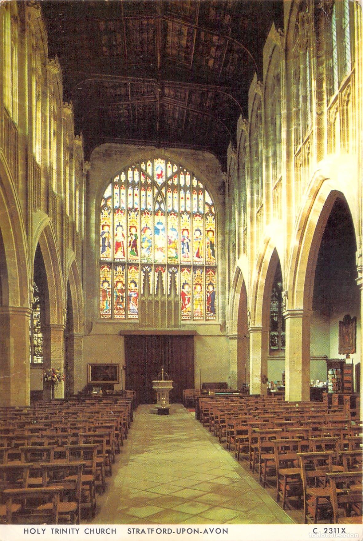 Postales: Postal Iglesia Holy Trinity Nave y Vitral Stratford-Upon-Avon