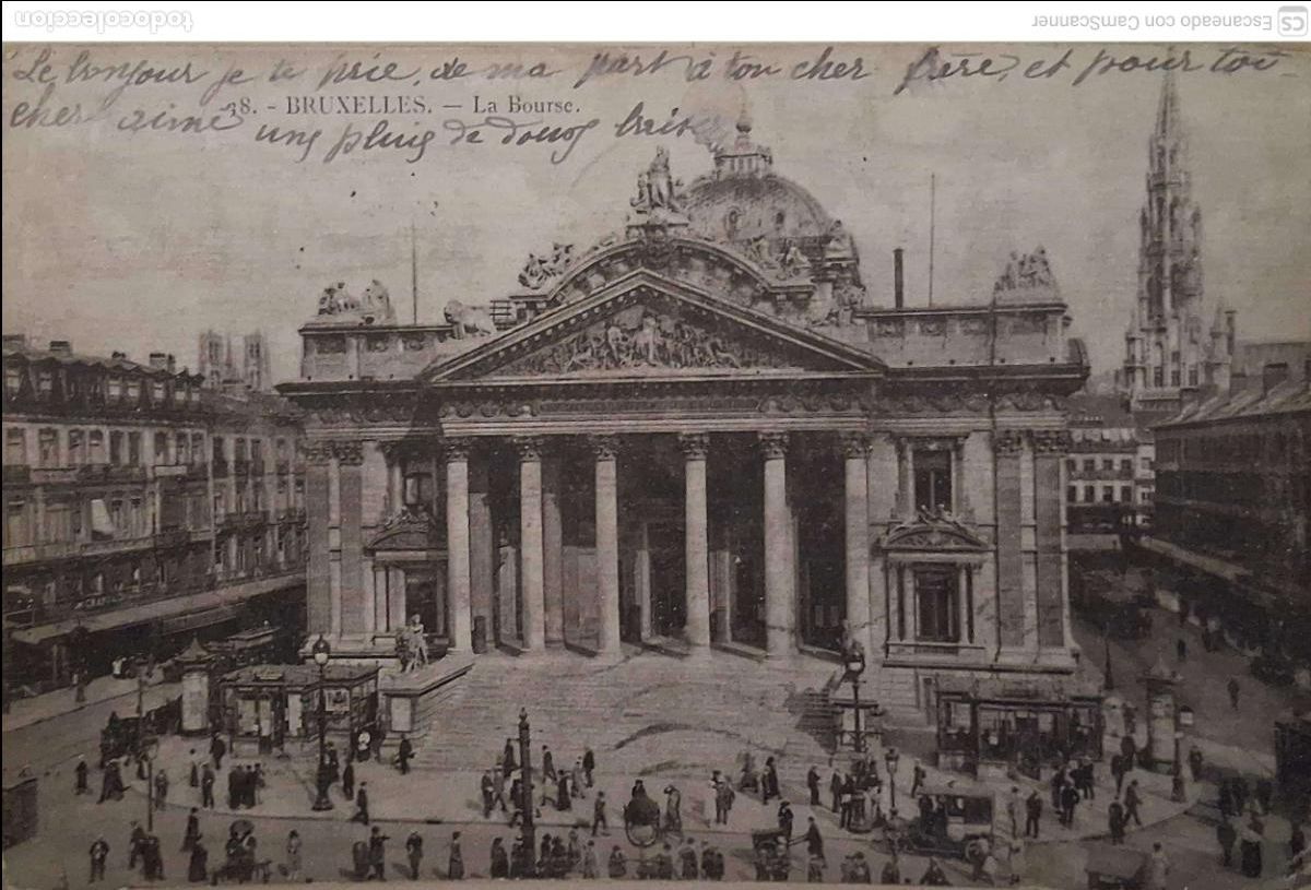 Postales: Bruselas. 38 La Bolsa. Animada. Usada. Blanco/Negro