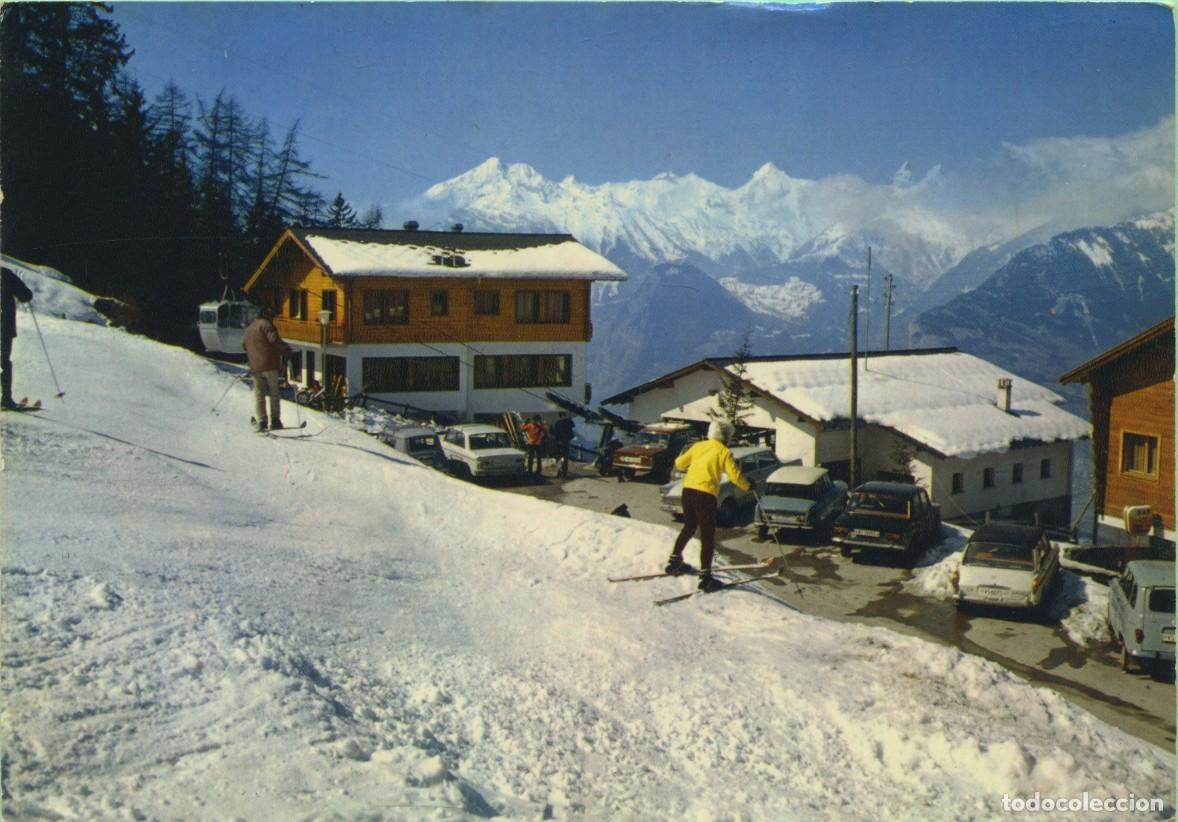 Postales: N&ordm; 7013-VEYSONNAZ. Valais. Suiza. Alt. 1300m. Caf&eacute;-Restaurante RELAIS DES MAYENS. 1961. Sin circular