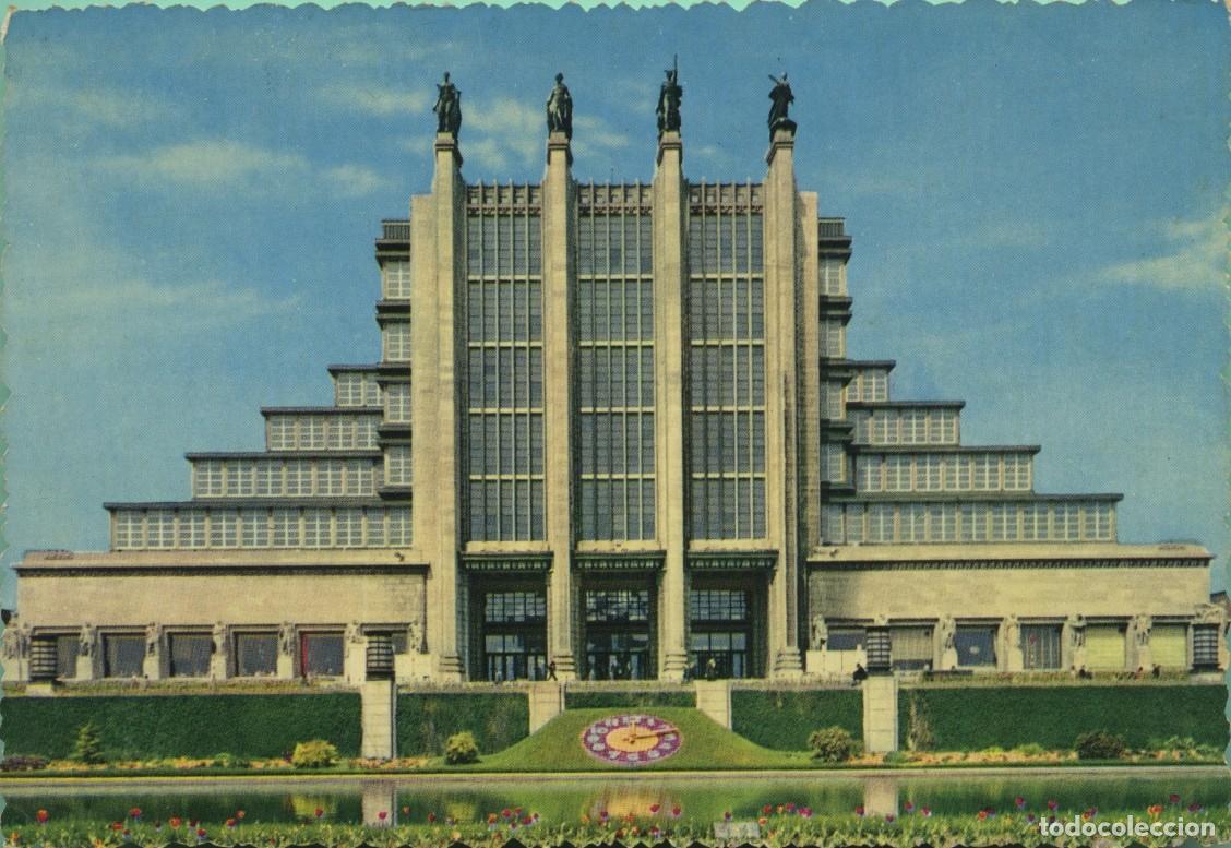 Postales: BRUSELAS. B&eacute;lgica. Palacio Centenario y reloj de flores. Sin circular