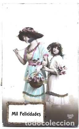 Postales: Portugal y Marcofilia, Fantas&iacute;a, Mil felicitaciones, mujeres, Do..A.C ZED, Lisboa a Falagueira 1923