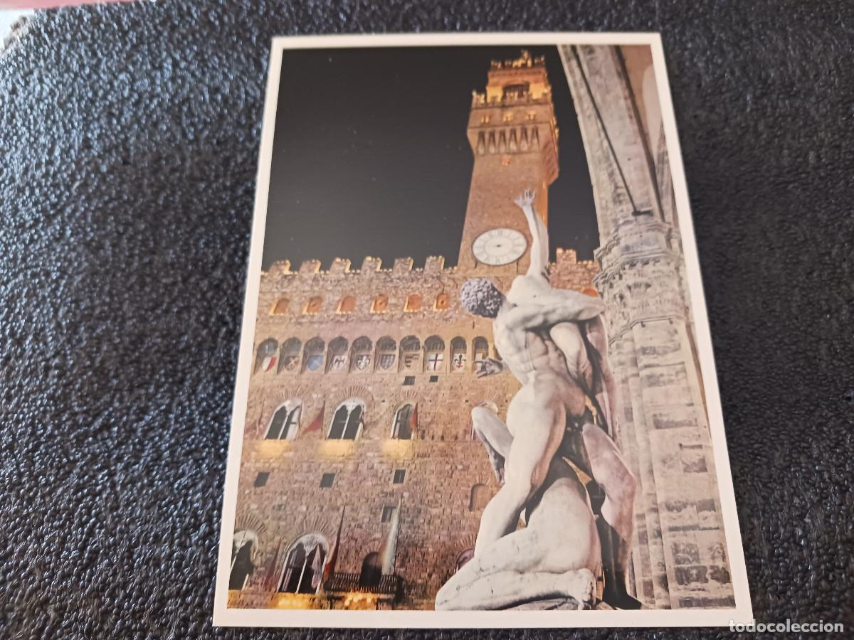 Postales: firenze, rapto de las sabinas y torre de arnolfo