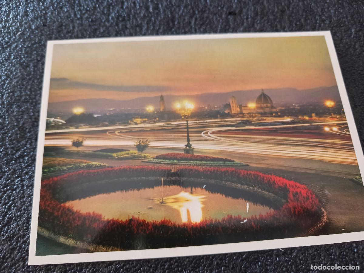 Postales: firenze, particular nocturno de la plaza michelangelo