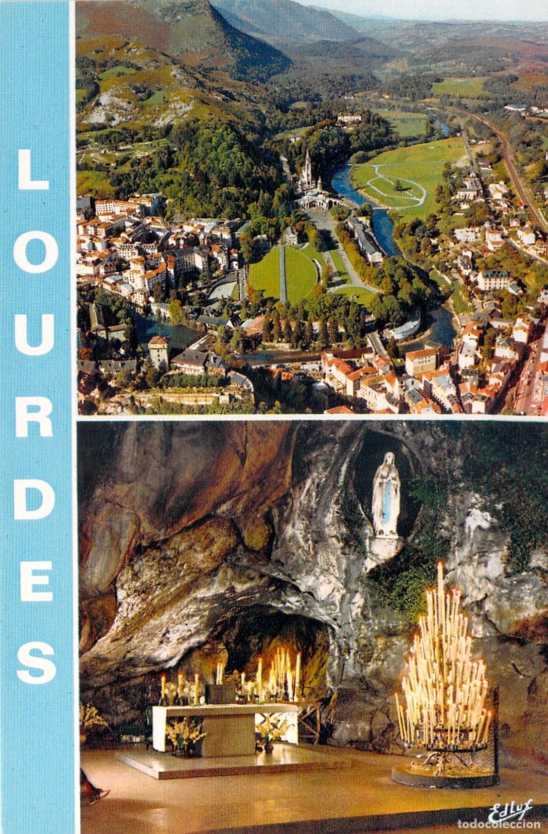 Postales: Postal de Lourdes con Vista A&eacute;rea de la Bas&iacute;lica y la Gruta Milagrosa