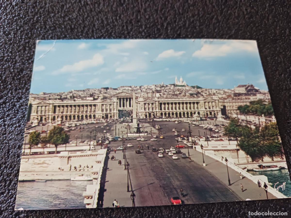 Postales: paris, la place de la concorde,sello de hotel lafayette, circulada 1983