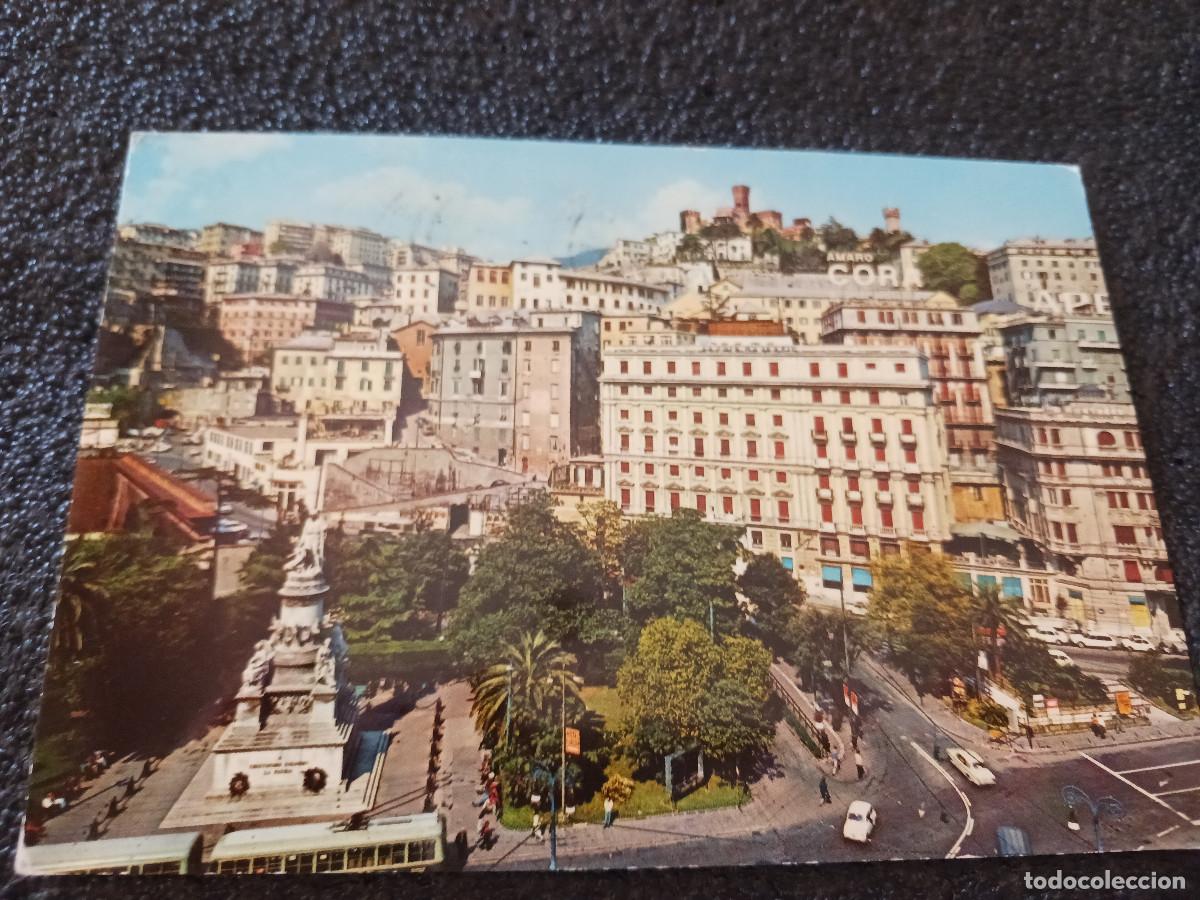 Postales: genova, piazza aquaverde, circulada 1974