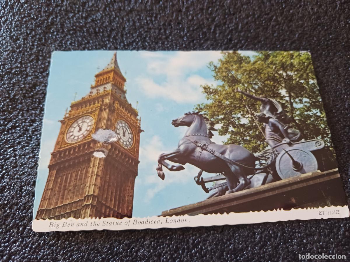 Postales: big ben and the statue of boadicea, london, circulada 1968