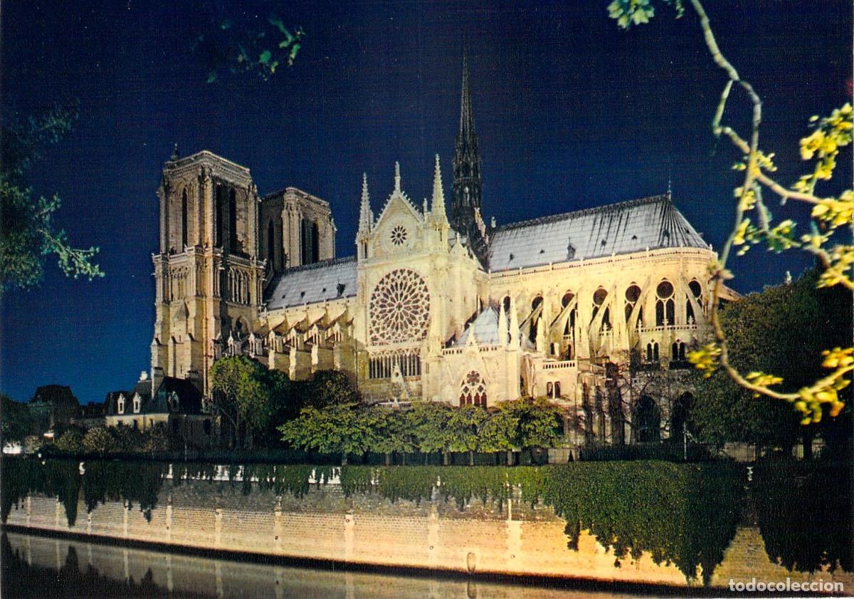 Postales: Postal de Par&iacute;s - Catedral de Notre-Dame Iluminada de Noche
