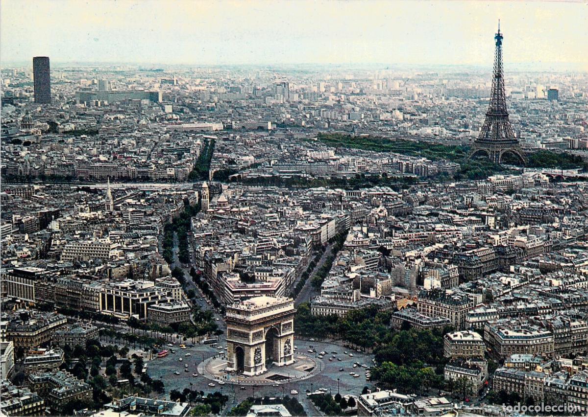 Postales: Postal de Par&iacute;s con el Arco de Triunfo y la Torre Eiffel