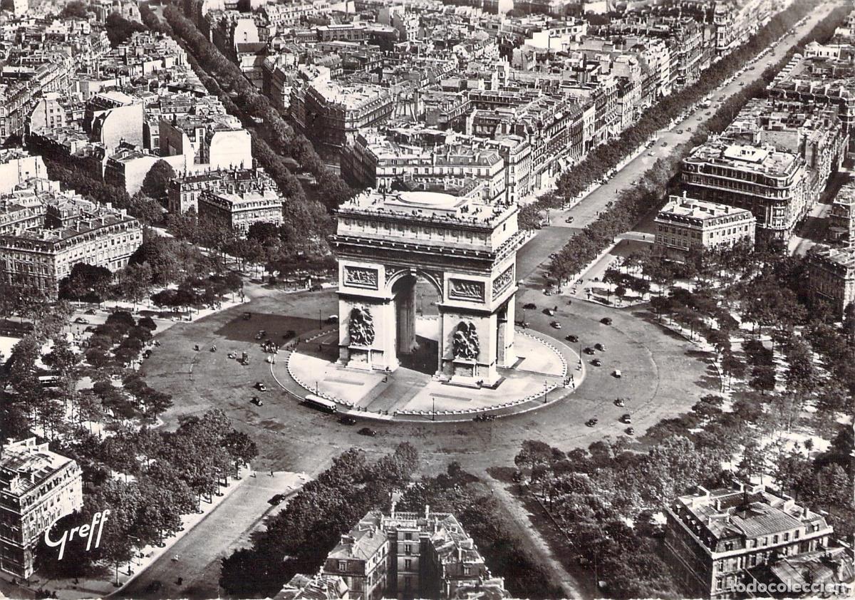 Postales: Postal de Par&iacute;s Vista A&eacute;rea del Arco de Triunfo y Plaza de la Estrella